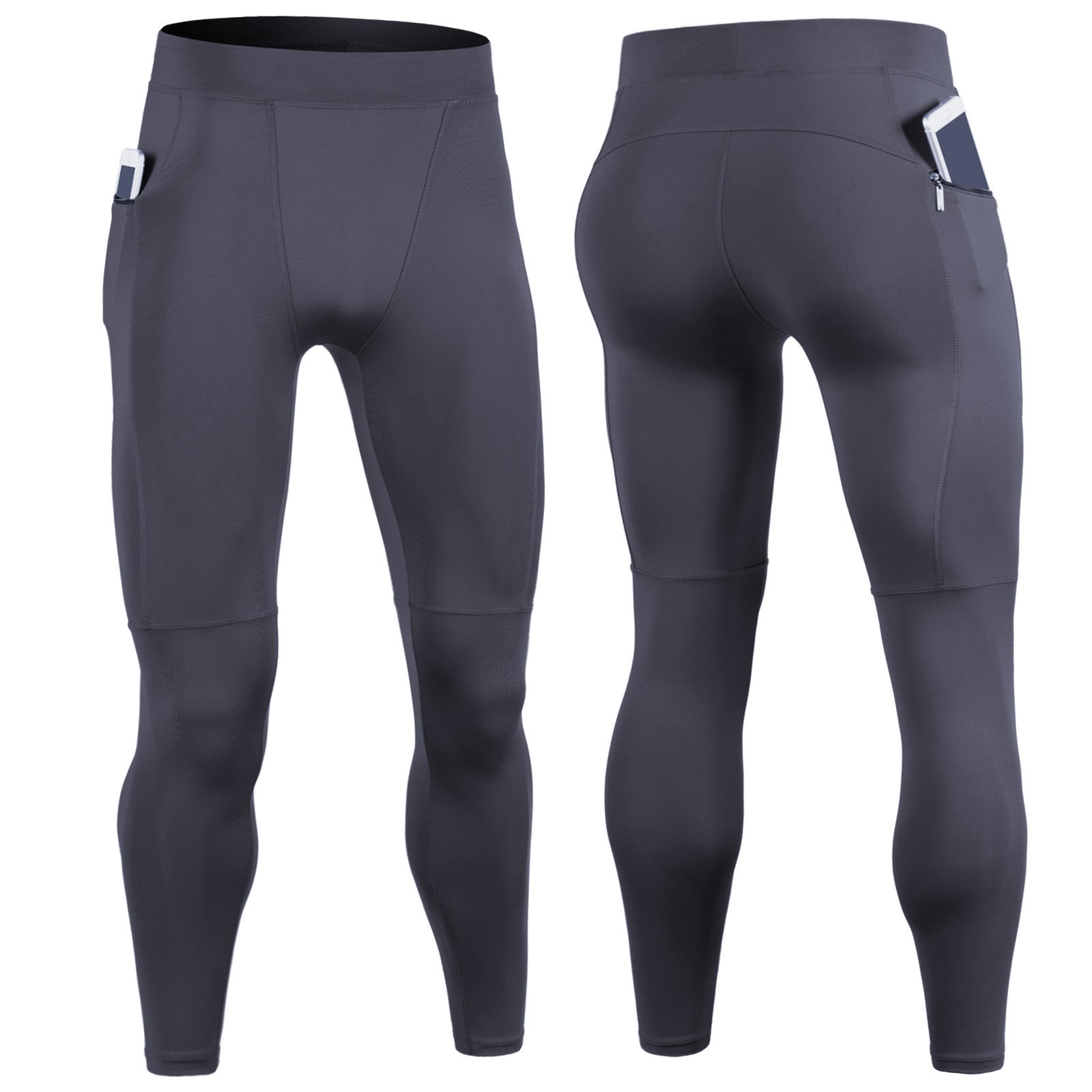 thumbnail image 2 of Pantalones de compresión para hombre - Pantalones cortos ajustados para correr y entrenar baloncesto - Poliéster elástico para hacer ejercicio, 2 of 4